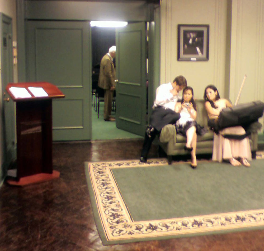 Ernst Mahle in the background, Victor, Heeyeon, and Yeolim in the foreground, Steinway Hall, New York, NY